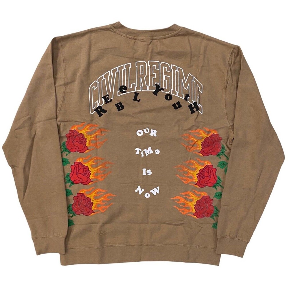 Civil Regime Men's (S.I.N.) Burning Time Crewneck Sweatshirt in Sandstone